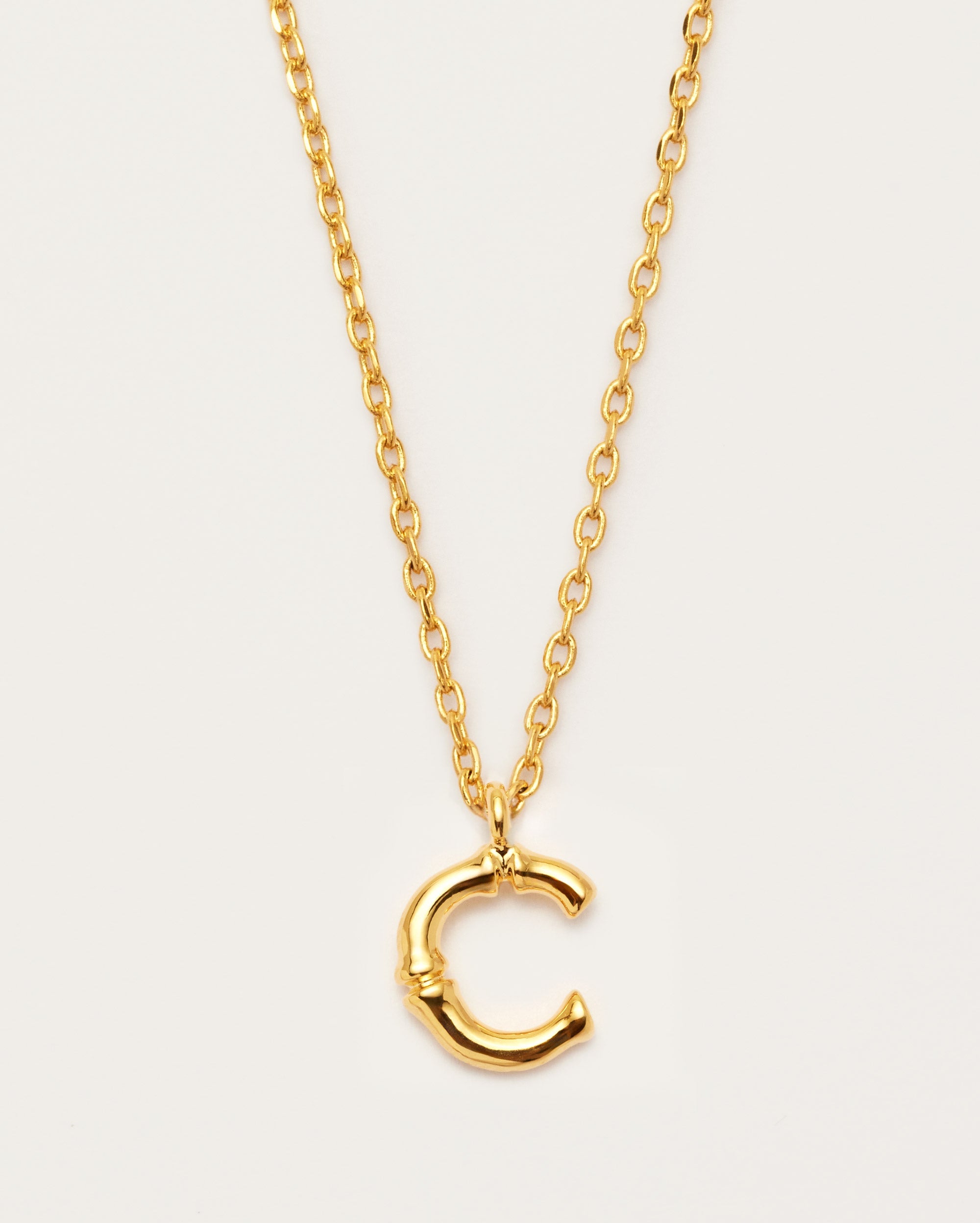 Bamboo Initial C Letter Necklace