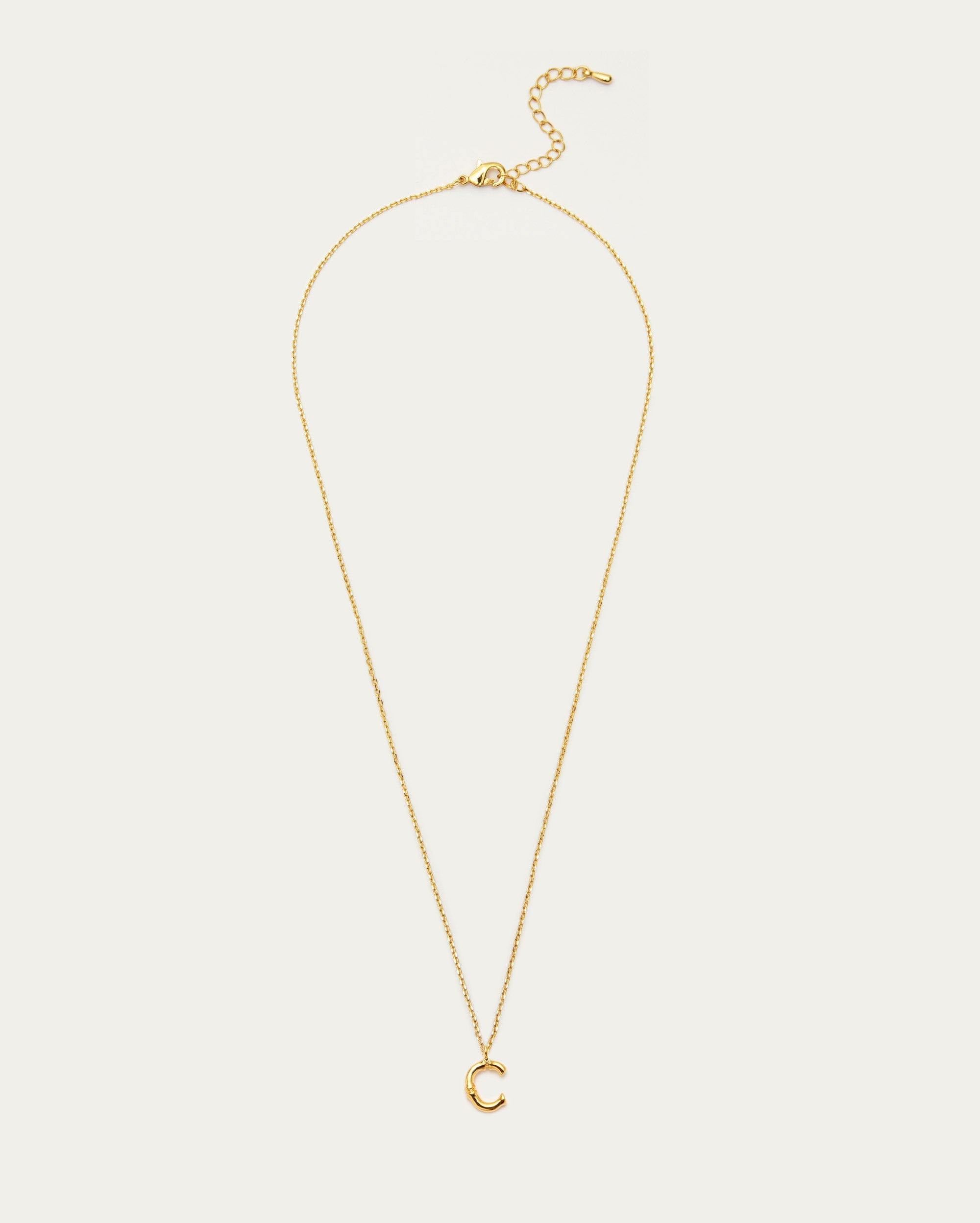 Gold Bamboo Initial C Letter Necklace