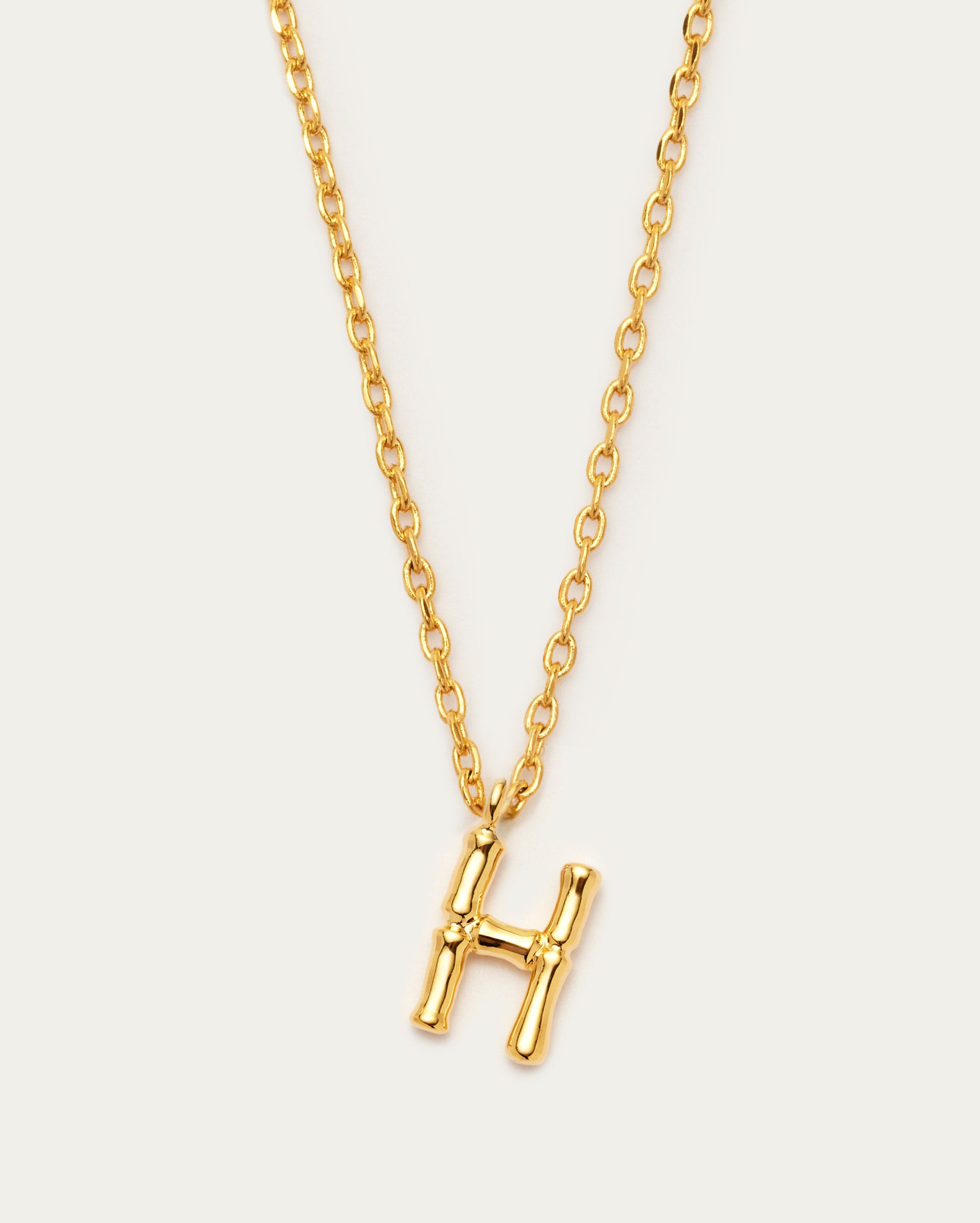 Bamboo Initial H Letter Necklace