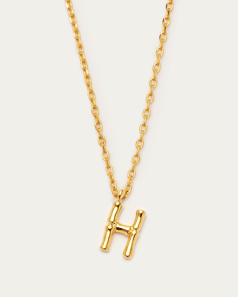 Bamboo Initial H Letter Necklace