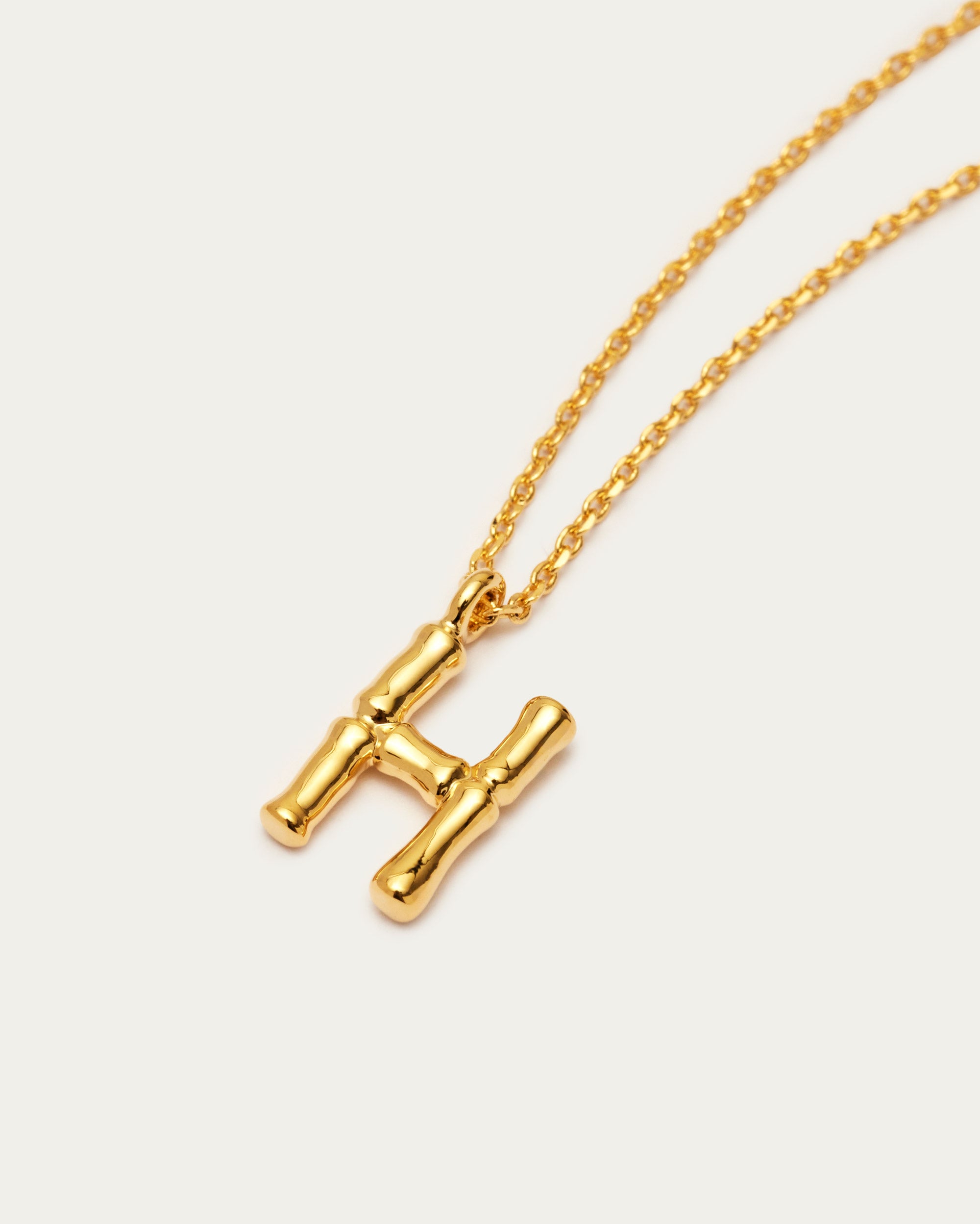 Bamboo Initial H Letter Necklace