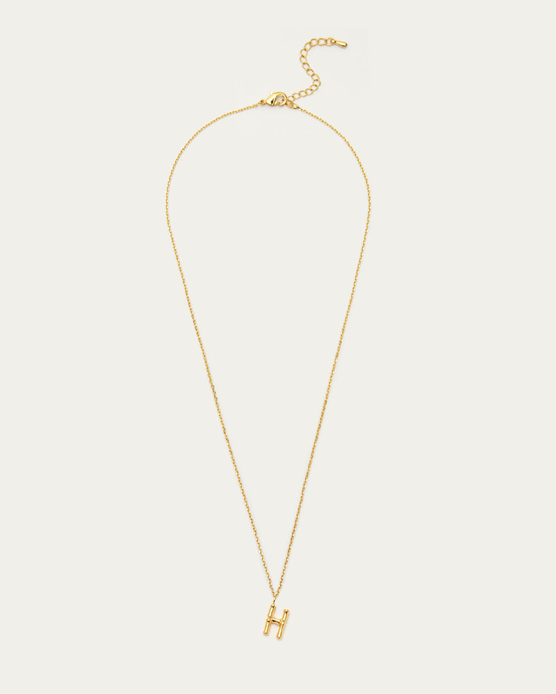 Bamboo Initial H Letter Necklace