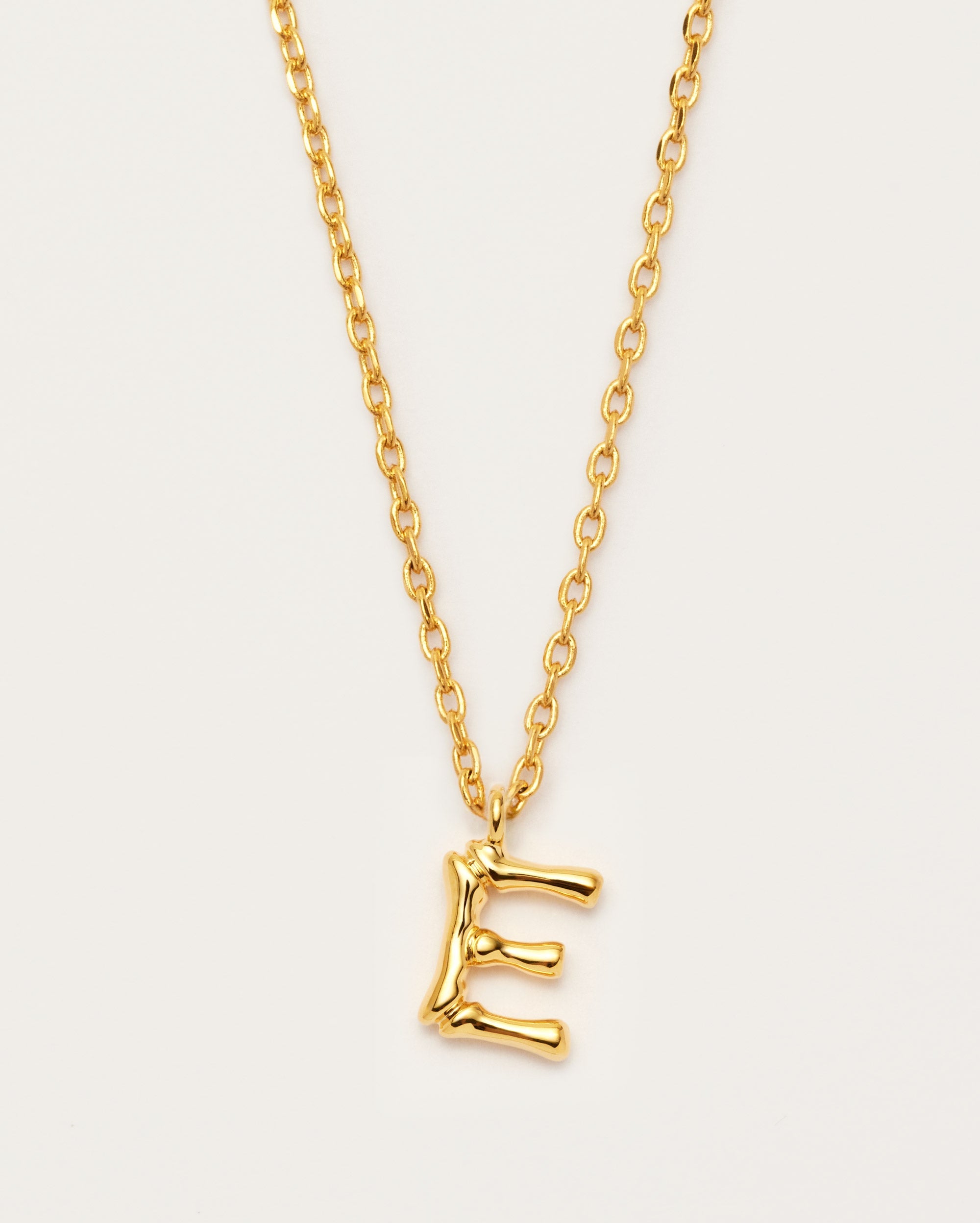 Bamboo Initial E Letter Necklace