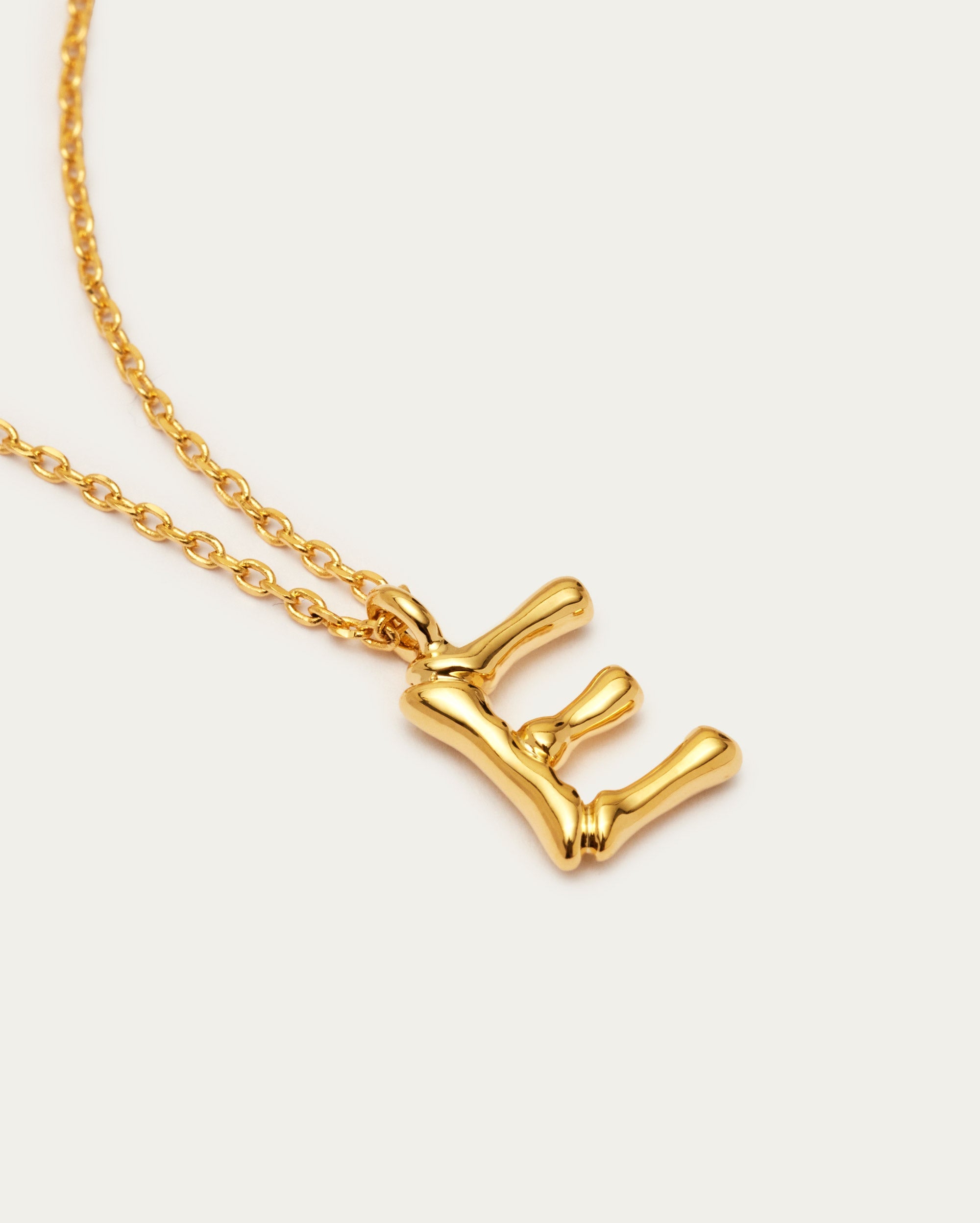 Bamboo Initial E Letter Necklace