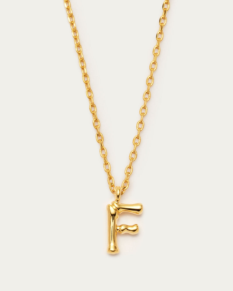 Bamboo Initial F Letter Necklace