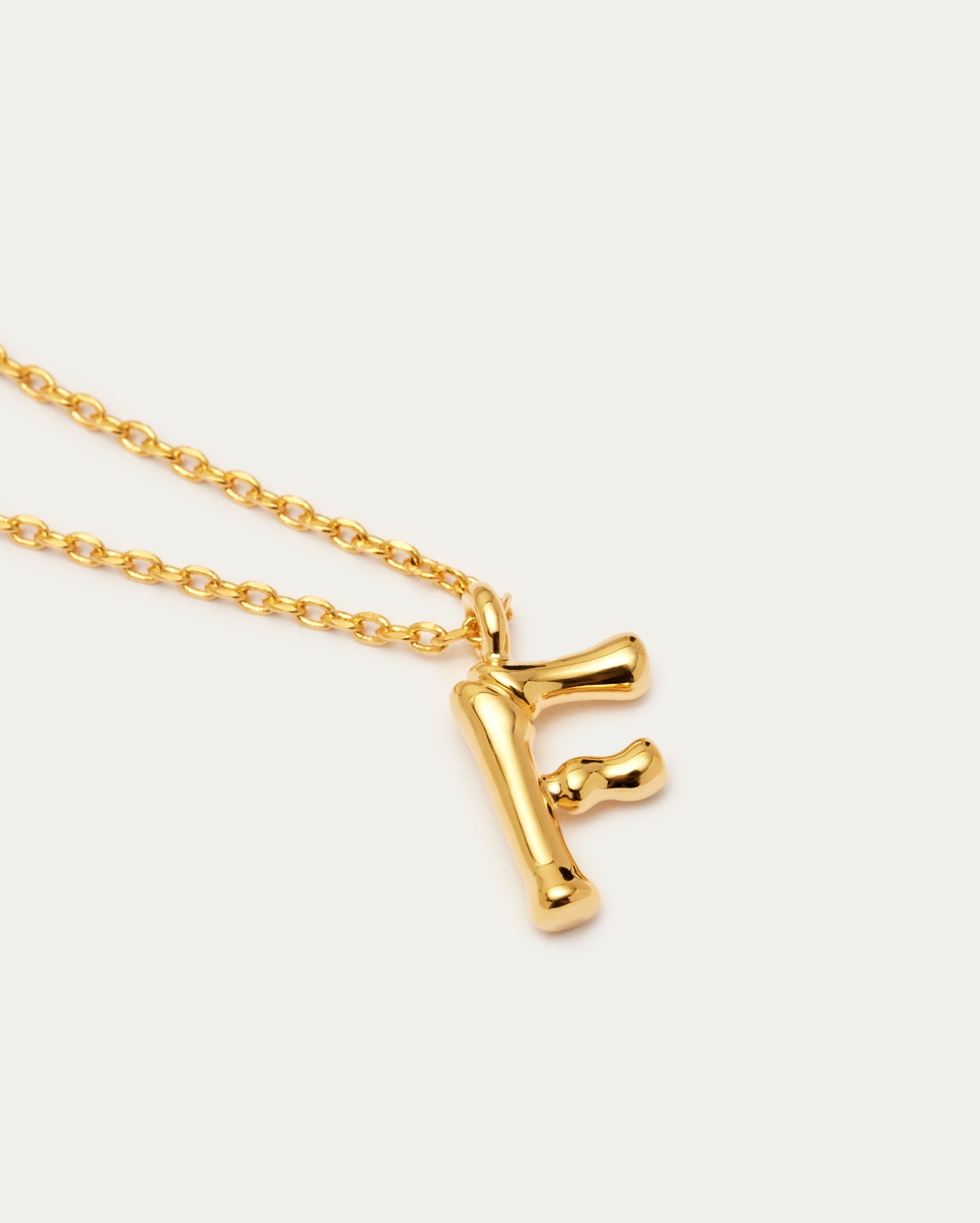 Bamboo Initial F Letter Necklace