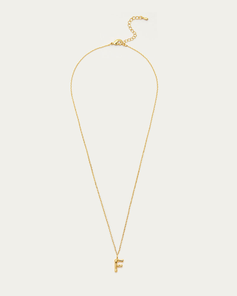 Bamboo Initial F Letter Necklace