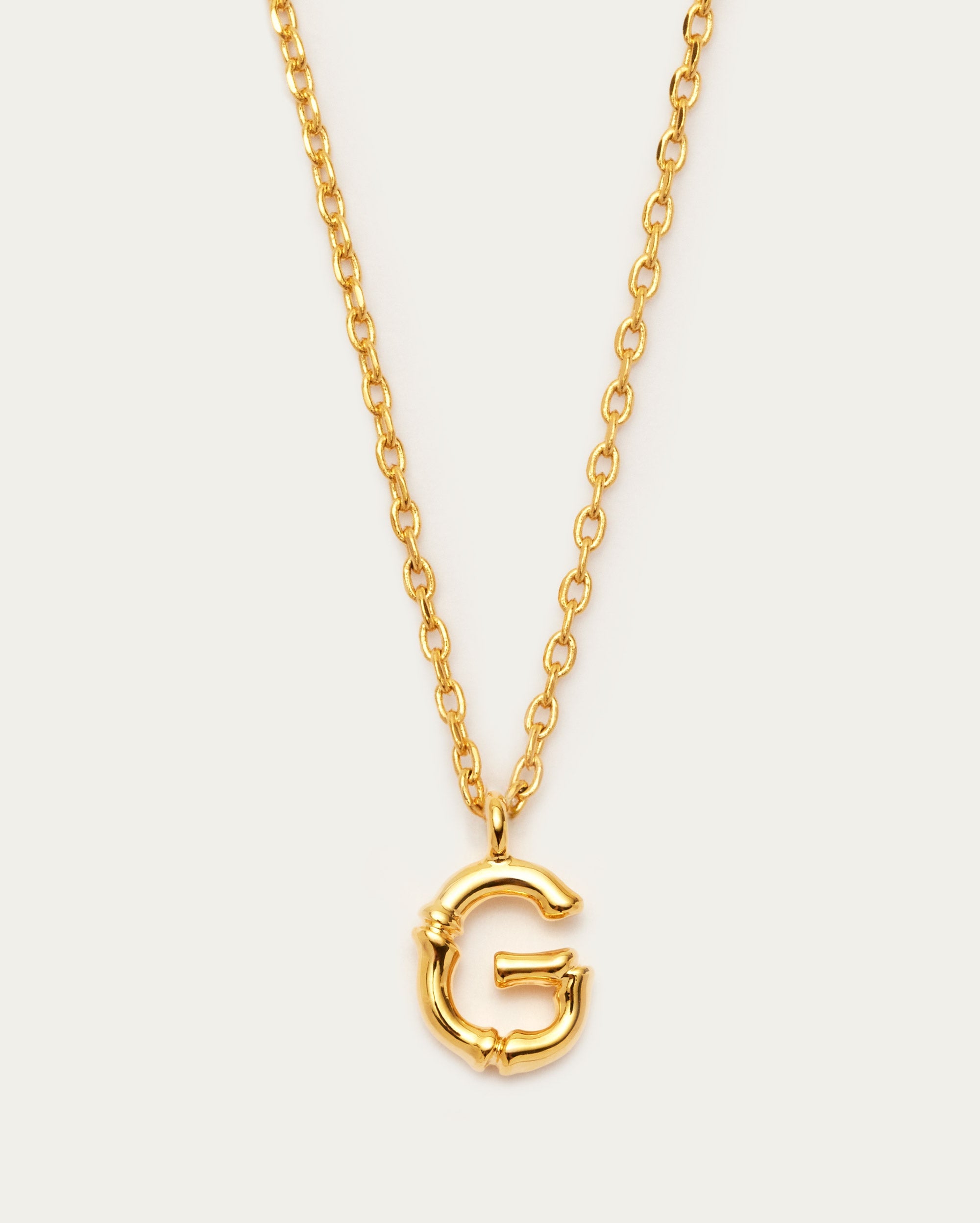 Bamboo Initial G Letter Necklace