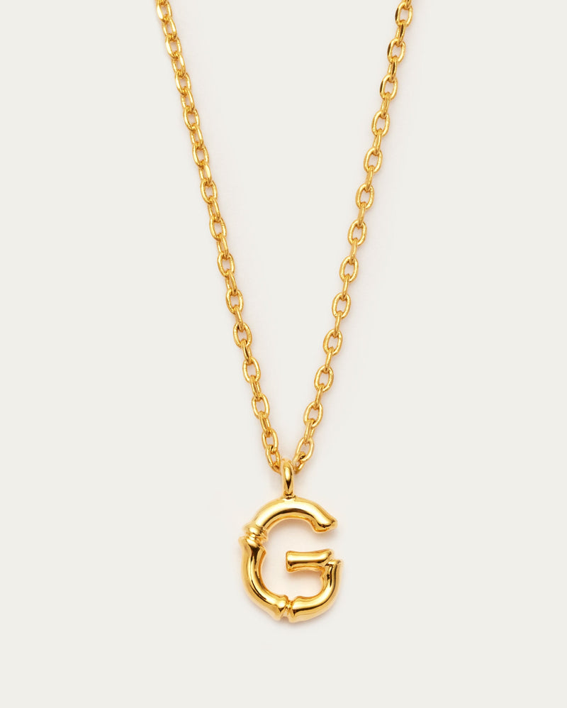 Bamboo Initial G Letter Necklace