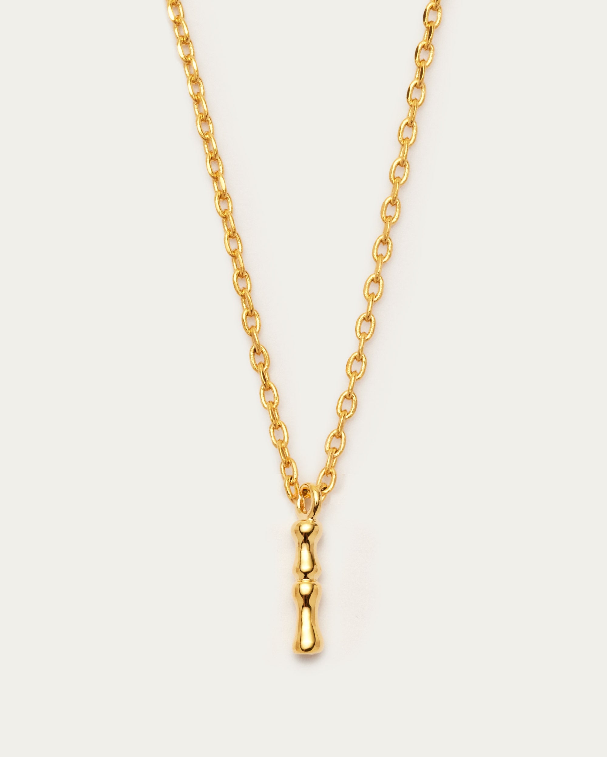Bamboo Initial I Letter Necklace