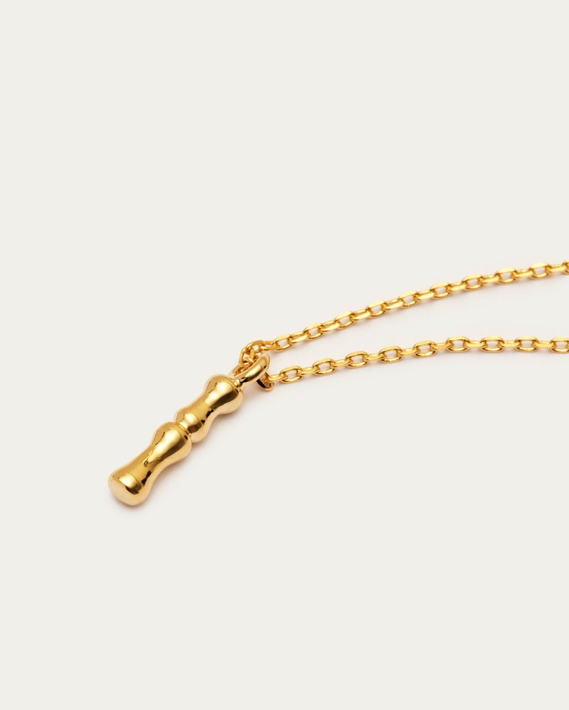Bamboo Initial I Letter Necklace
