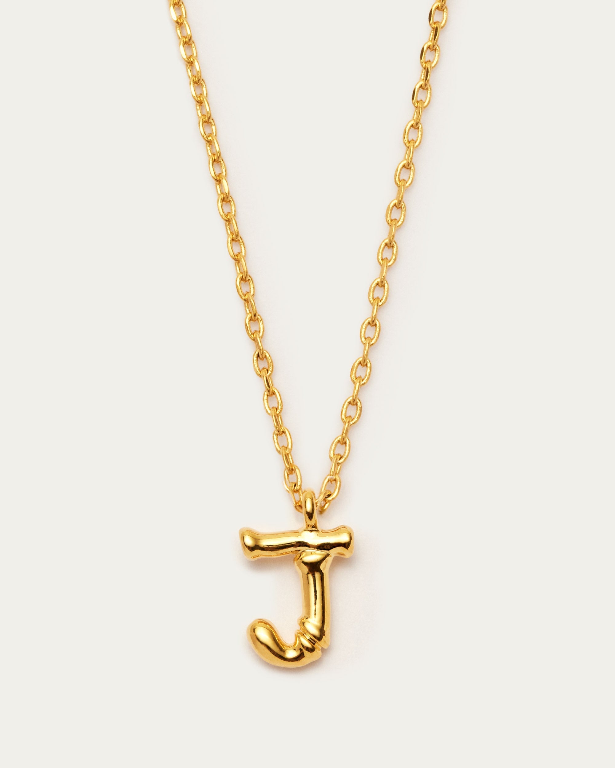 Bamboo Initial J Letter Necklace