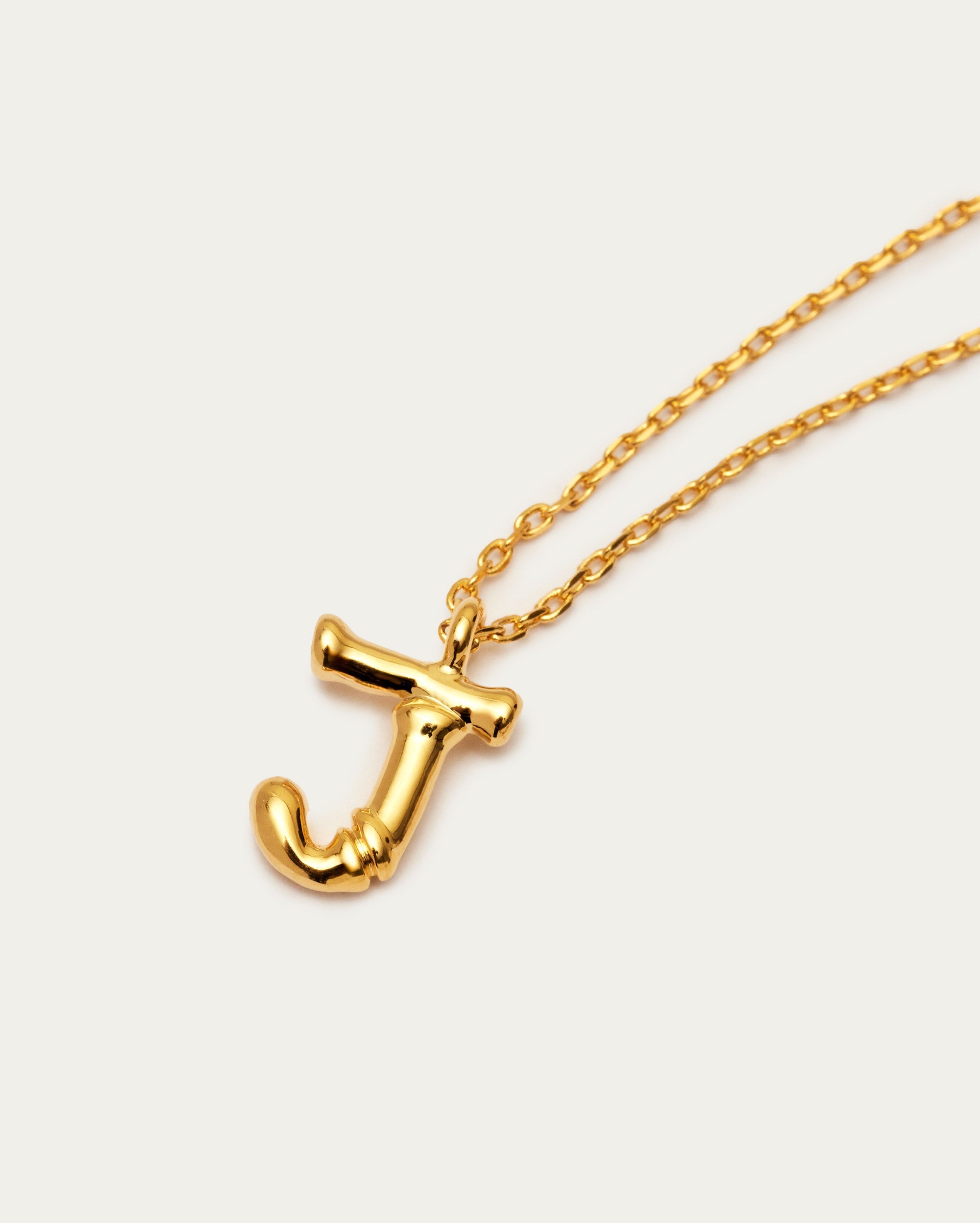 Bamboo Initial J Letter Necklace