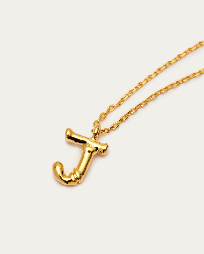 Bamboo Initial J Letter Necklace