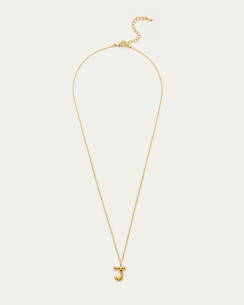 Bamboo Initial J Letter Necklace