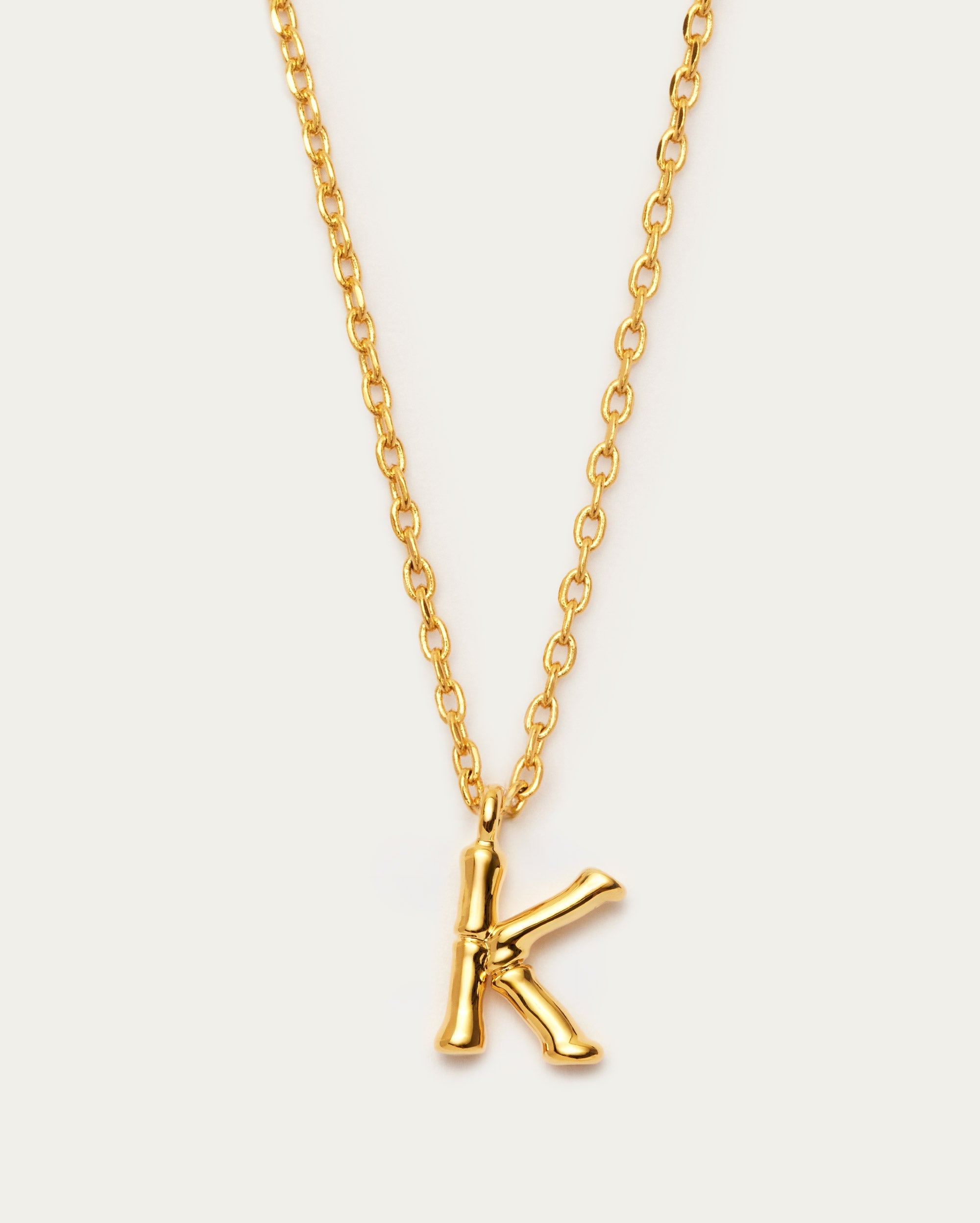Bamboo Initial K Letter Necklace