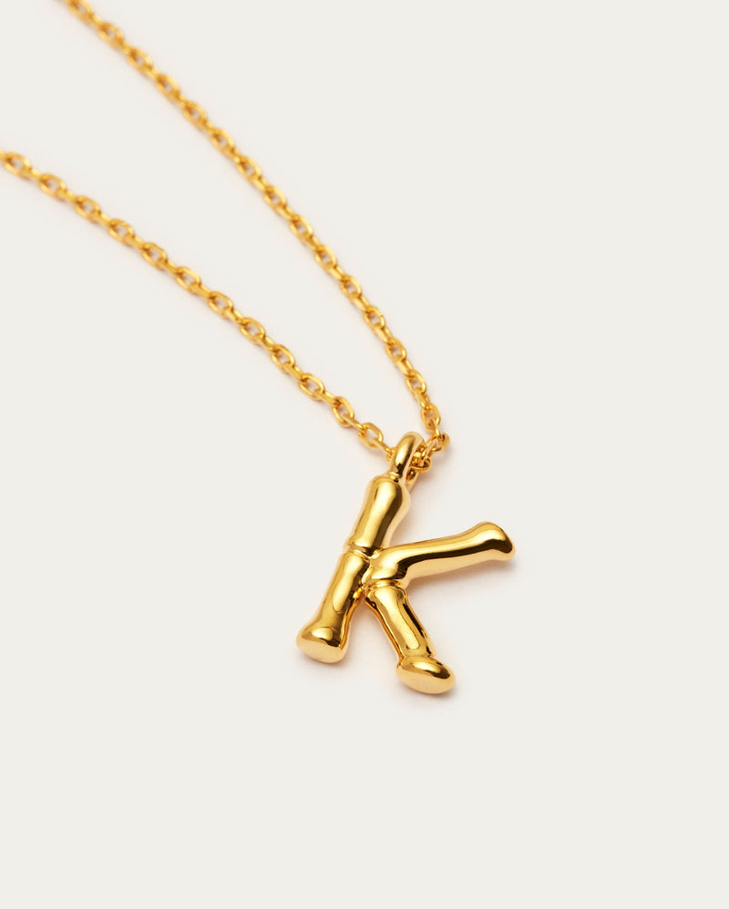 Bamboo Initial K Letter Necklace