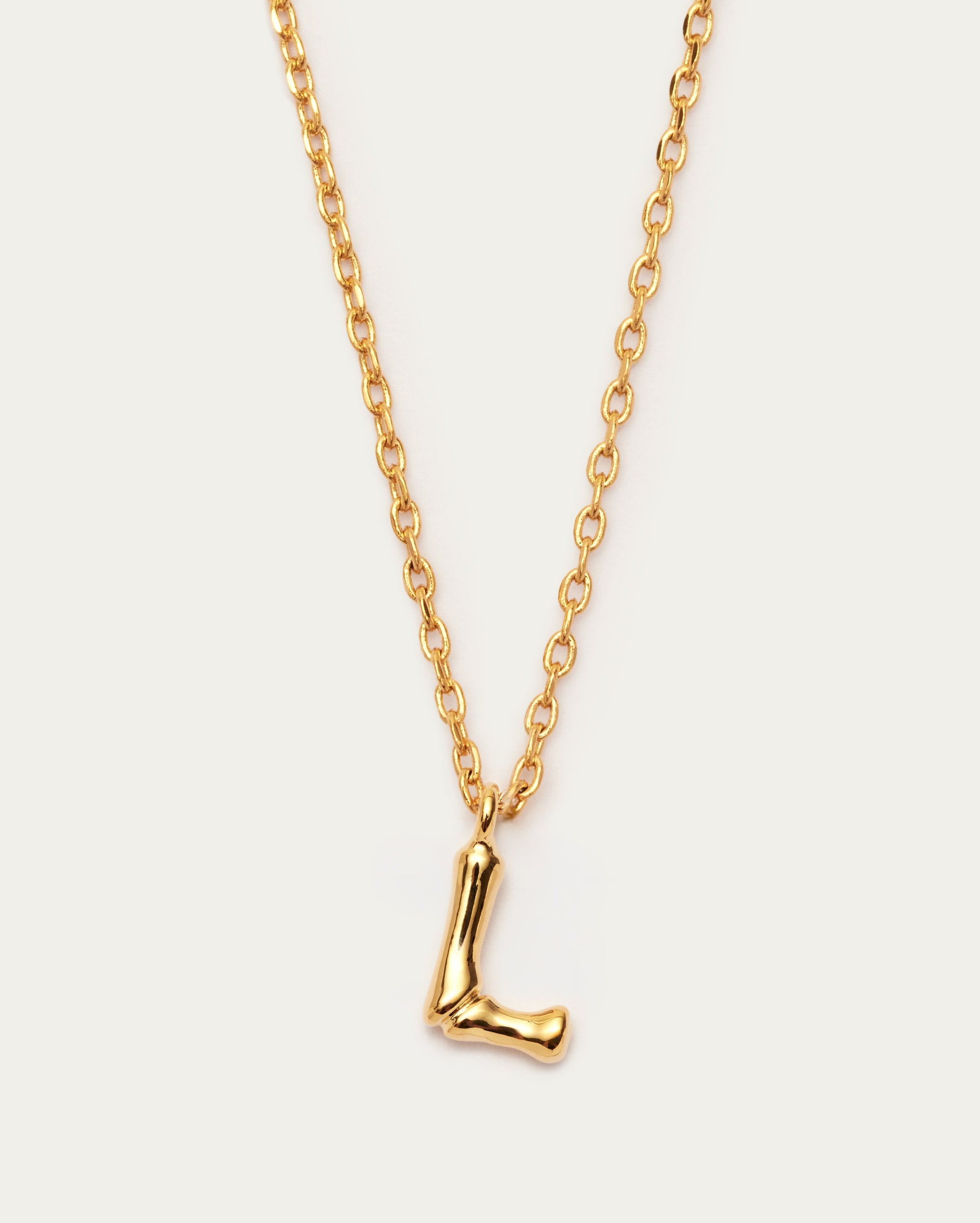 Bamboo Initial L Letter Necklace