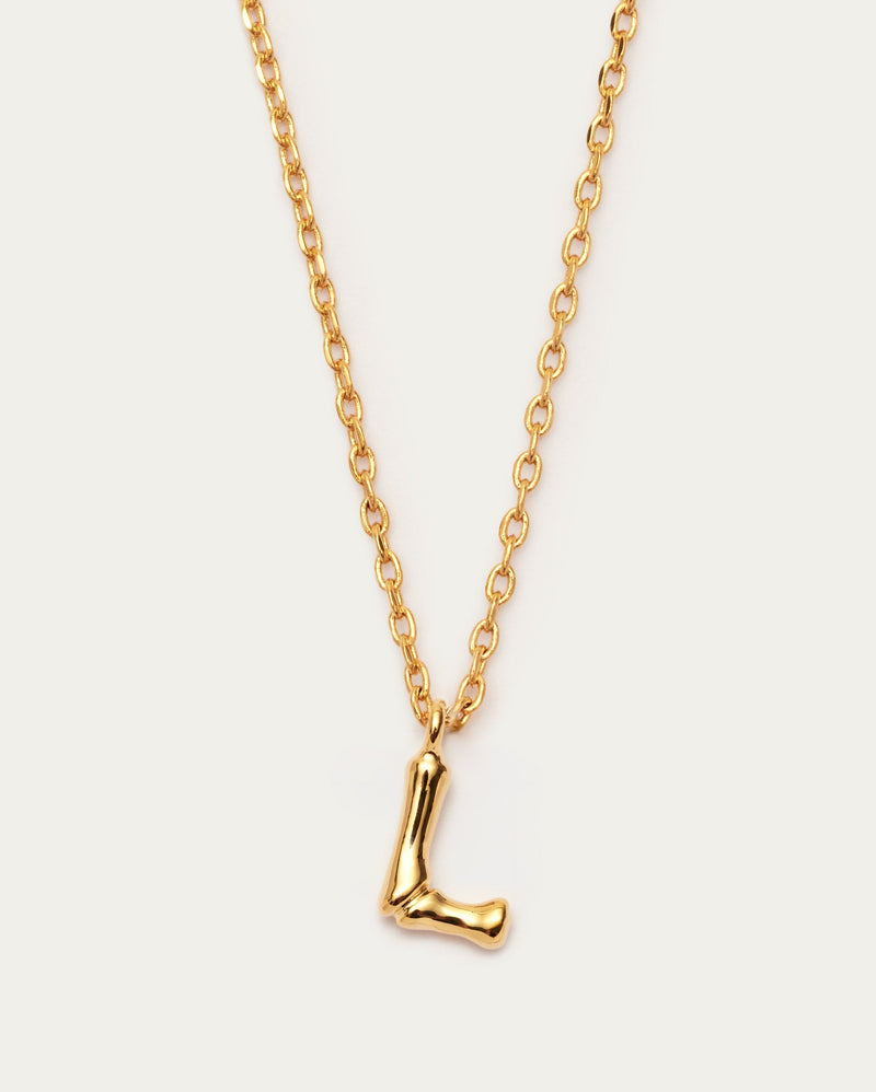 Bamboo Initial L Letter Necklace