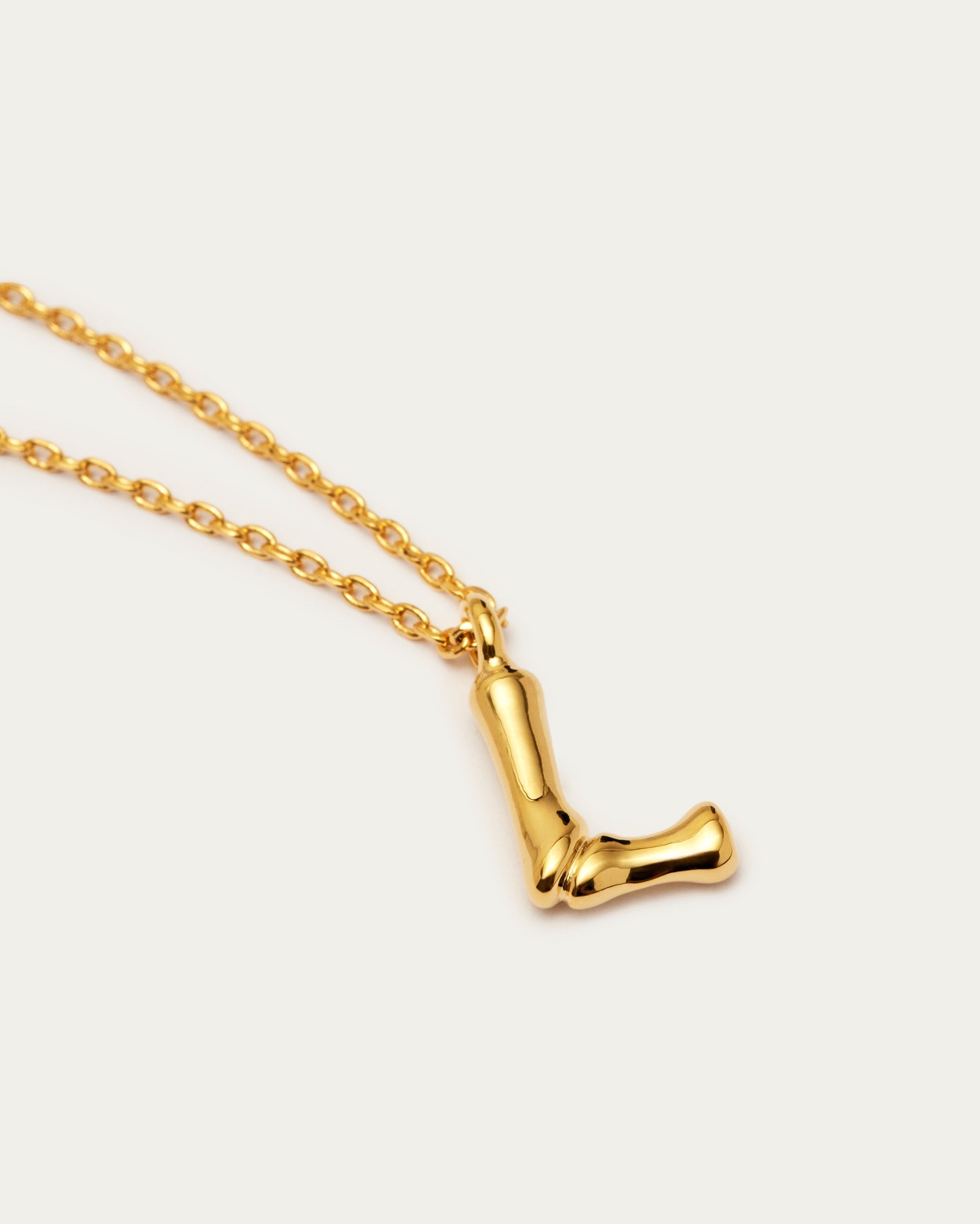 Bamboo Initial L Letter Necklace