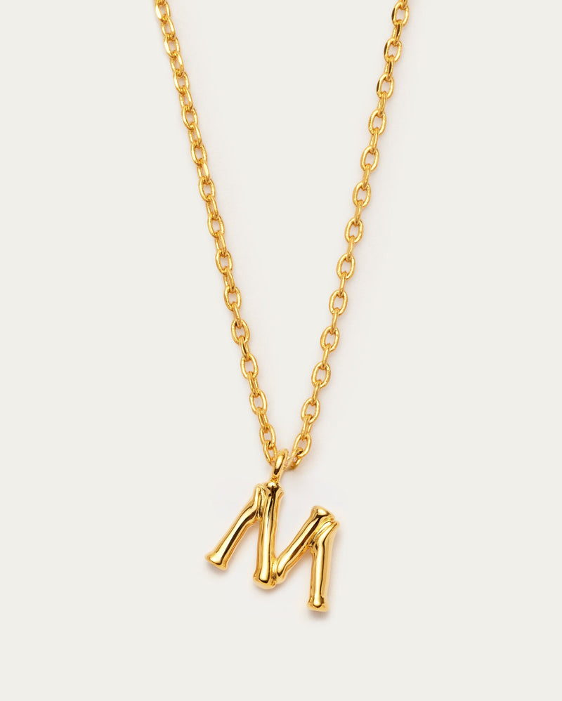 Bamboo Initial M Letter Necklace