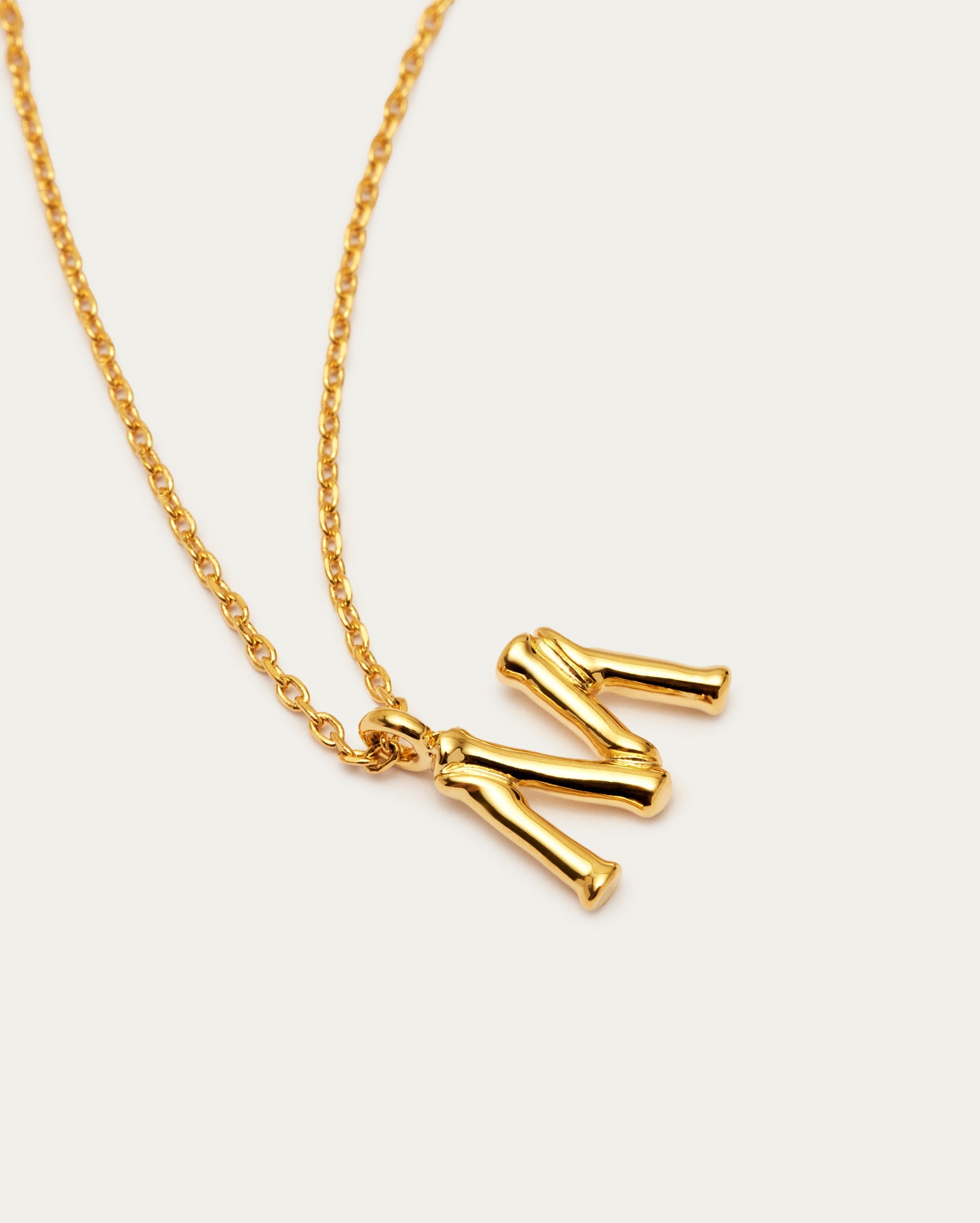 Bamboo Initial M Letter Necklace