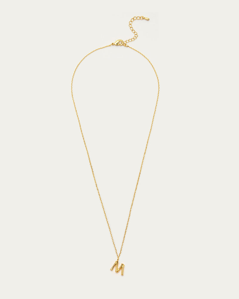 Bamboo Initial M Letter Necklace