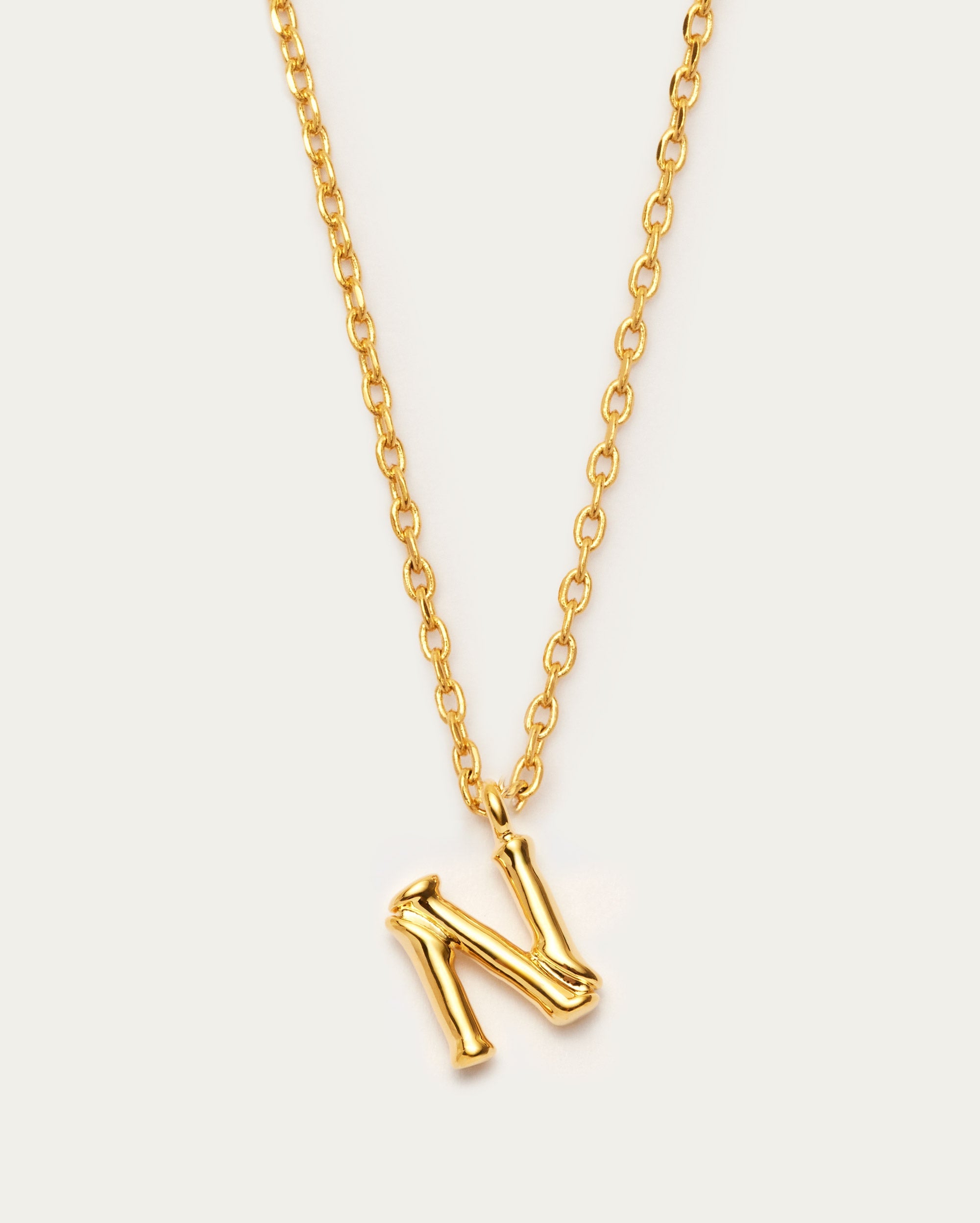 Bamboo Initial N Letter Necklace