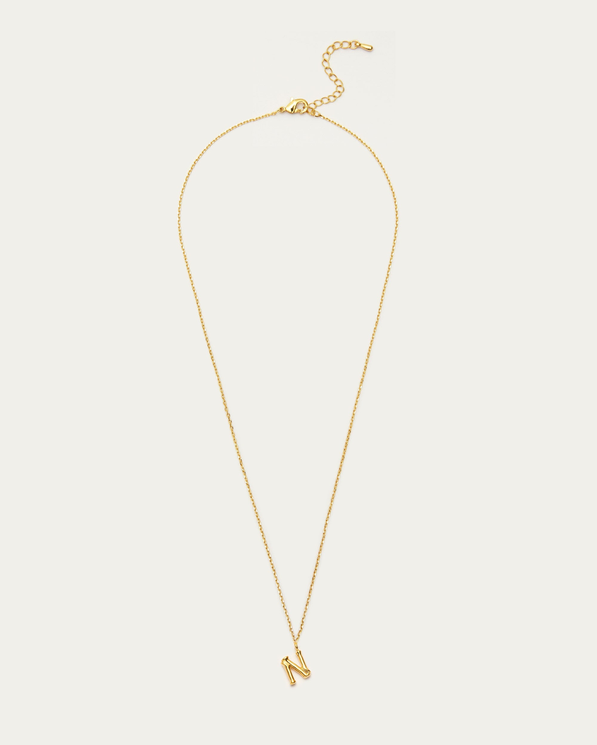 Bamboo Initial N Letter Necklace
