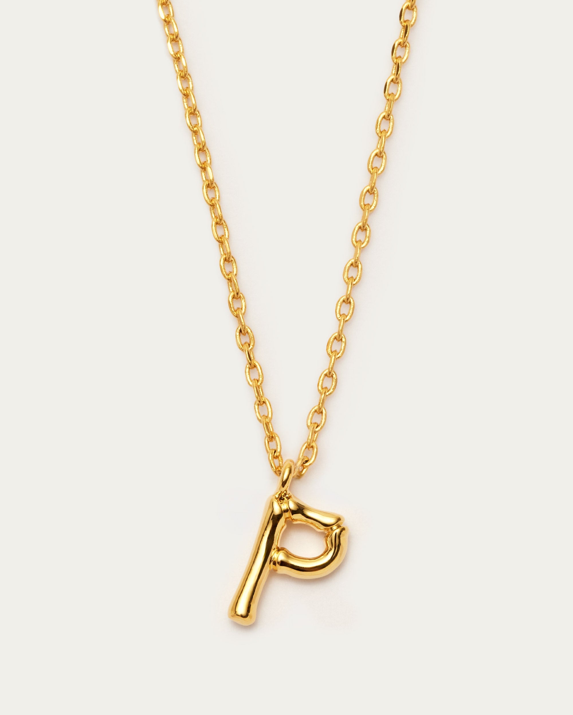Bamboo Initial P Letter Necklace