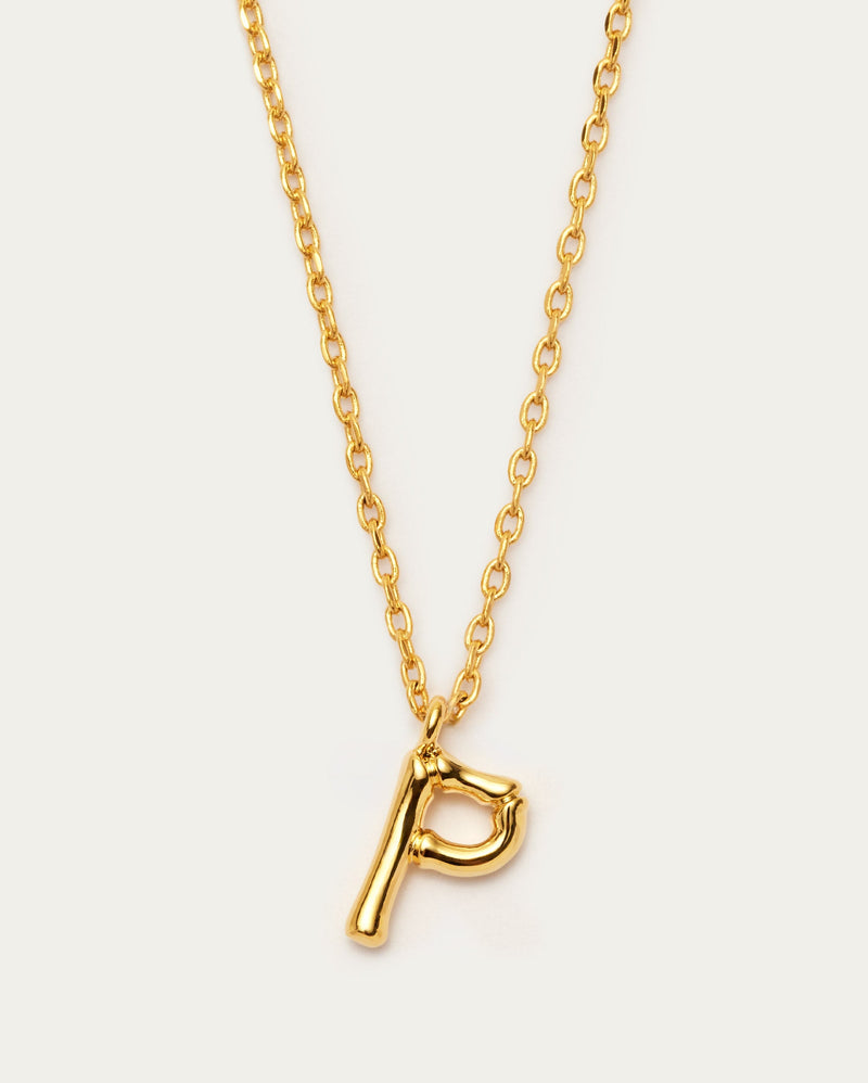 Bamboo Initial P Letter Necklace