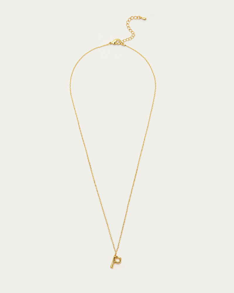 Bamboo Initial P Letter Necklace