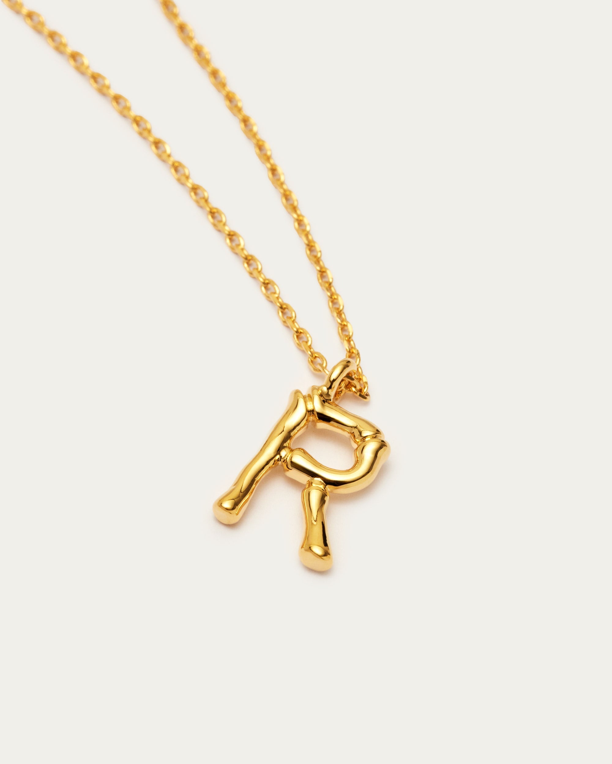 Bamboo Initial R Letter Necklace