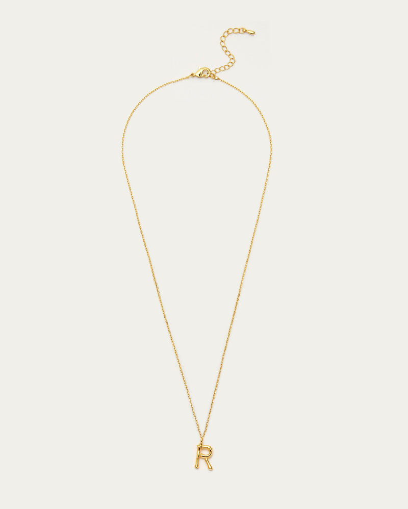 Bamboo Initial R Letter Necklace