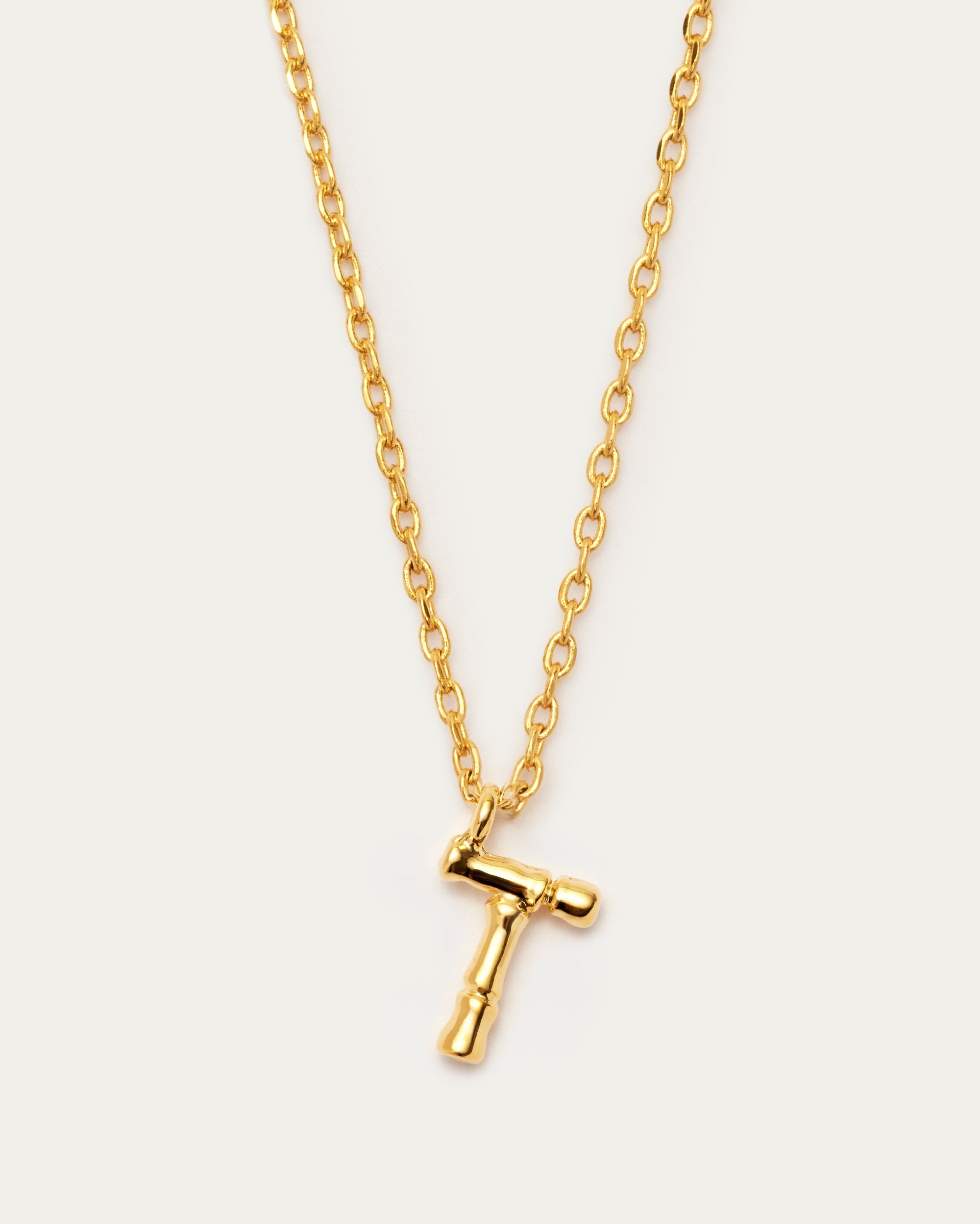 Bamboo Initial T Letter Necklace