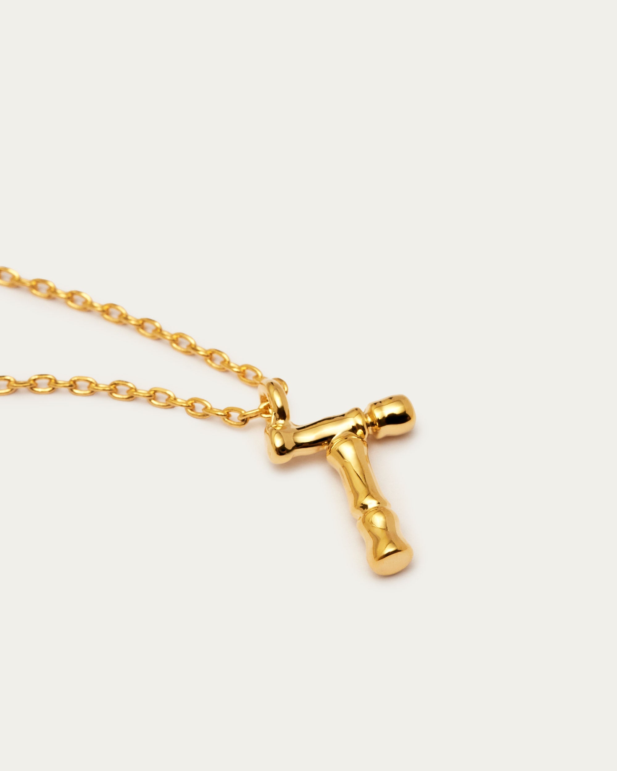 Bamboo Initial T Letter Necklace