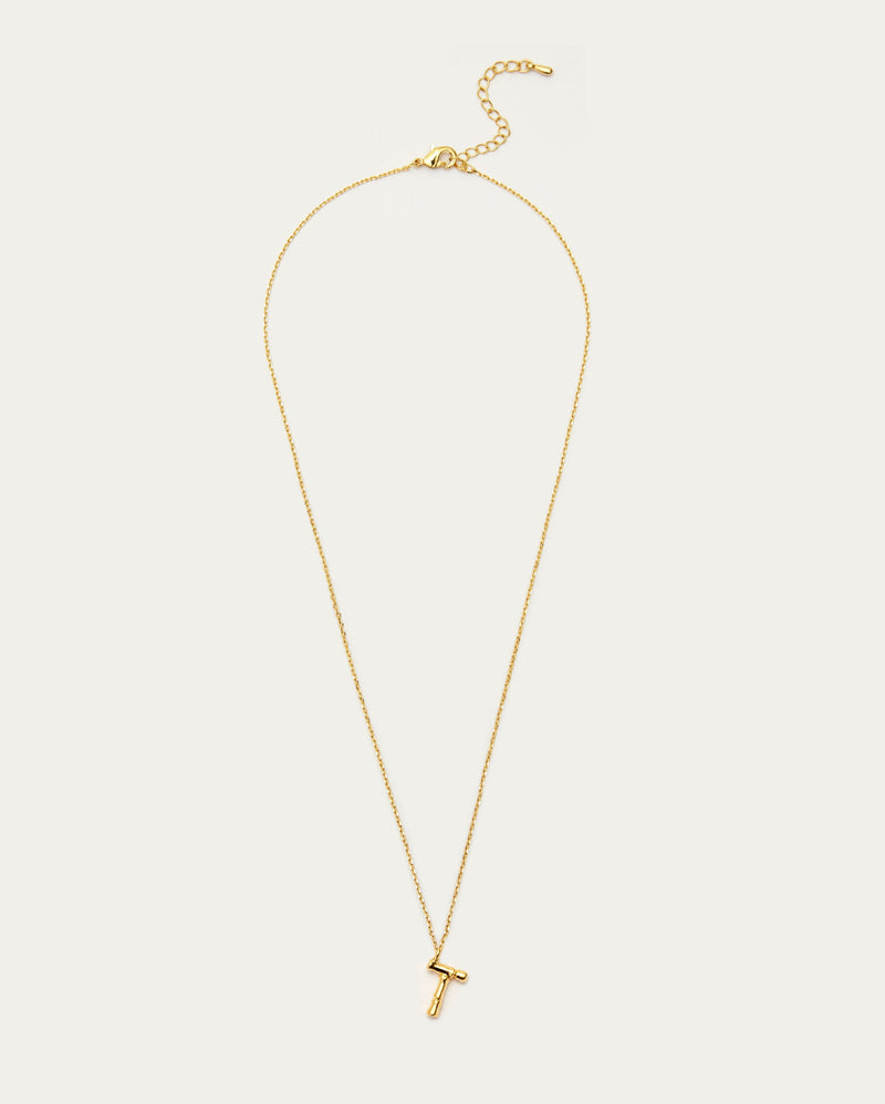 Bamboo Initial T Letter Necklace