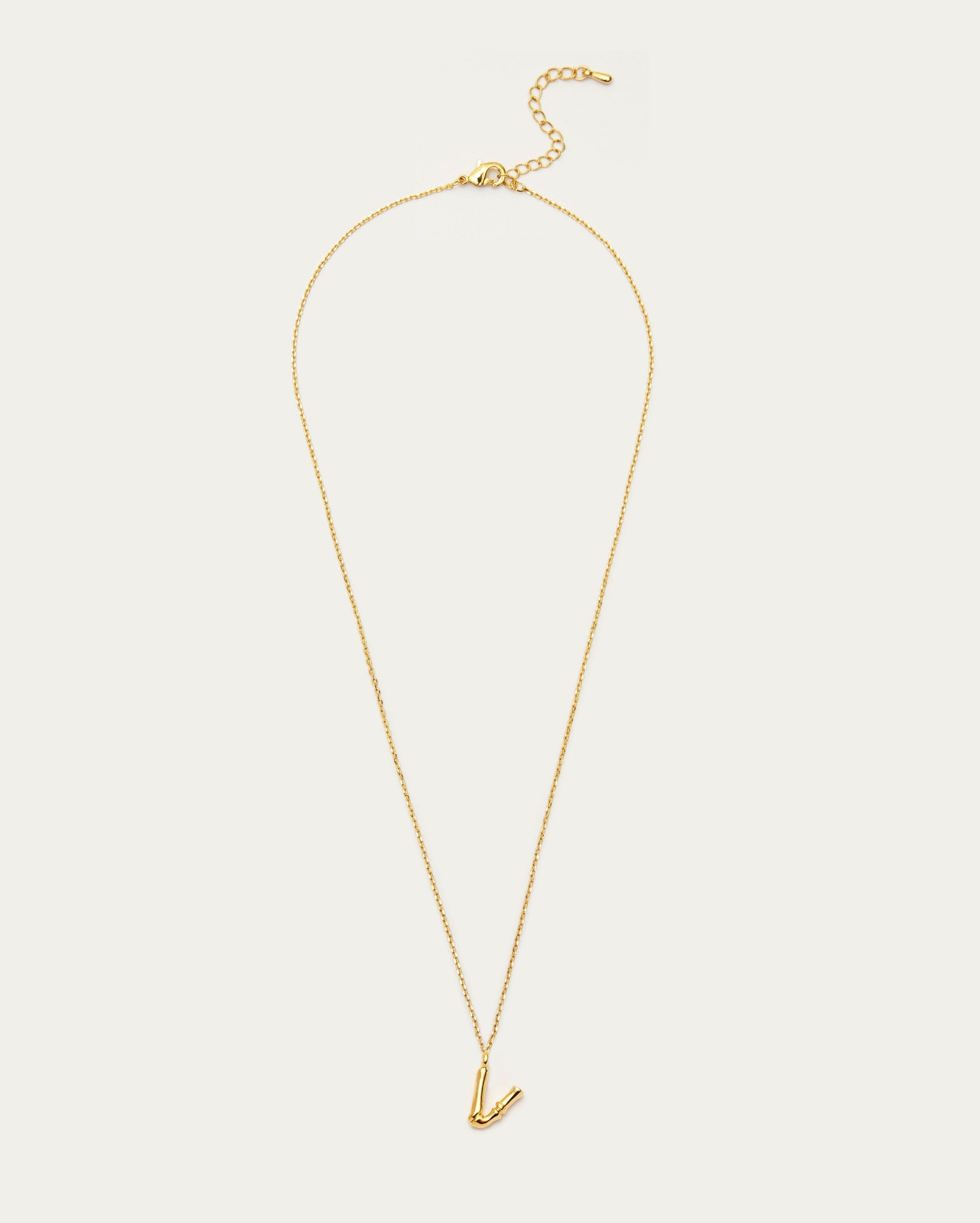 Bamboo Initial V Letter Necklace