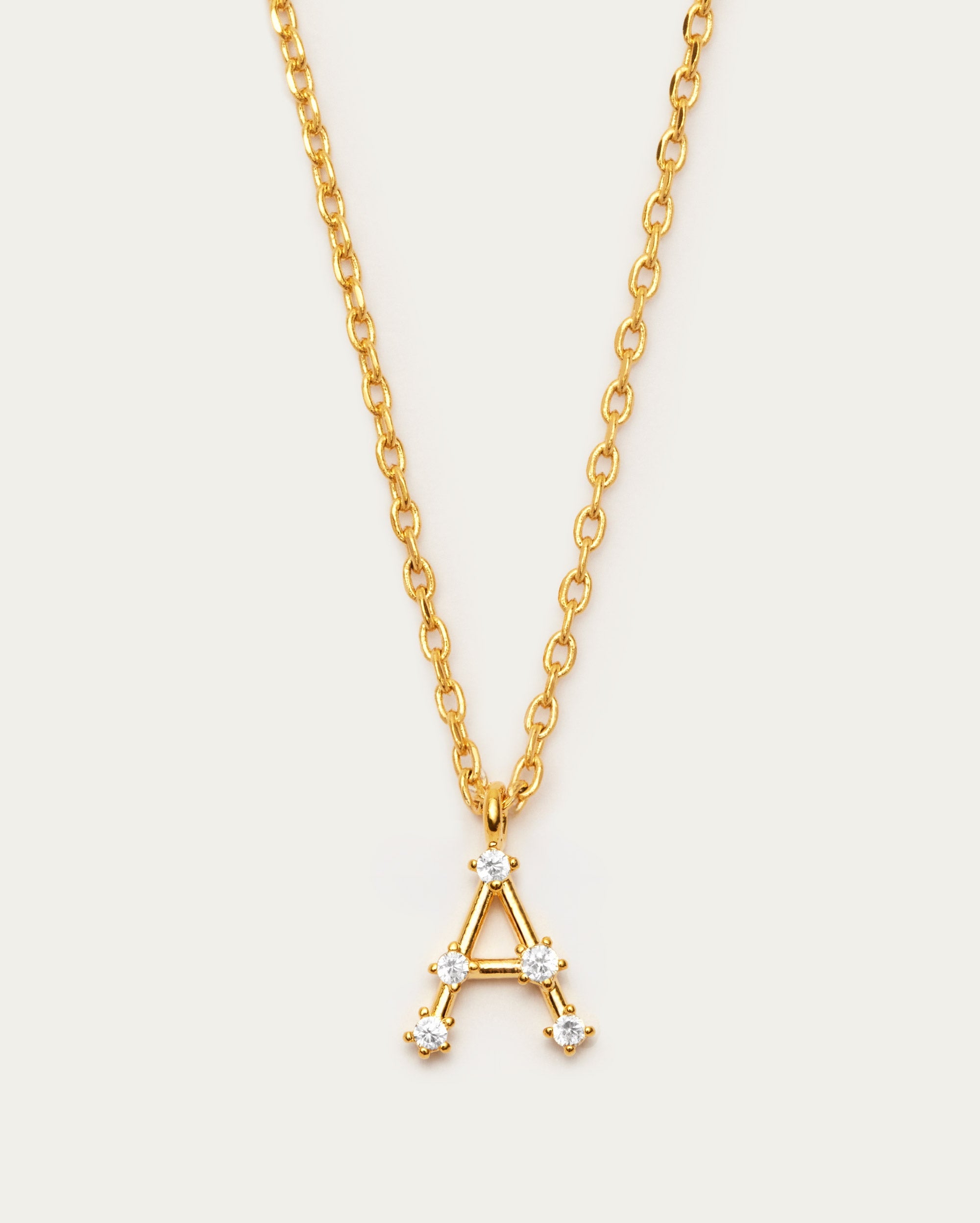 Diamante Initial Letter A Necklace