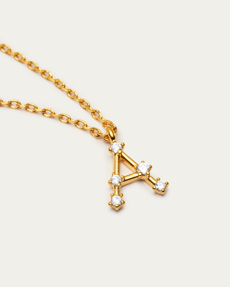 Diamante Initial Letter A Necklace