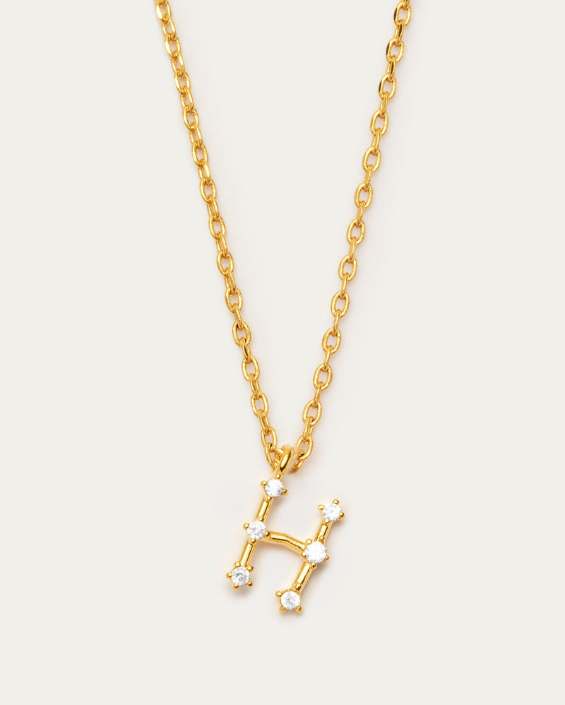 Diamante Initial Letter H Necklace