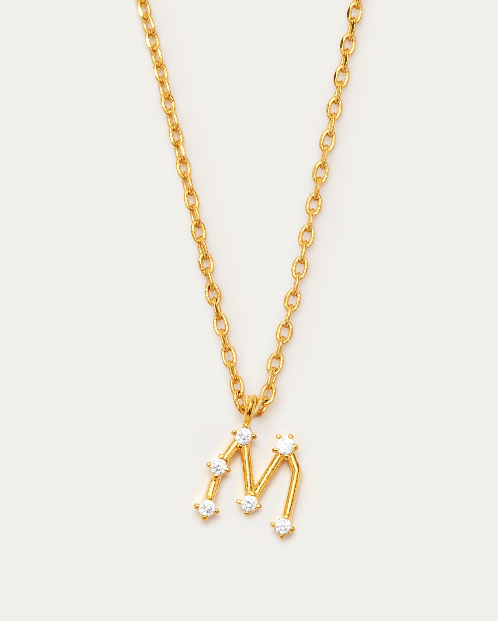 Diamante Initial Letter M Necklace