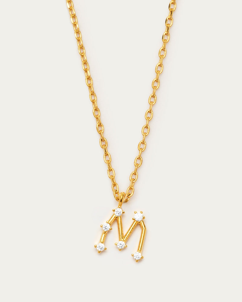 Diamante Initial Letter M Necklace