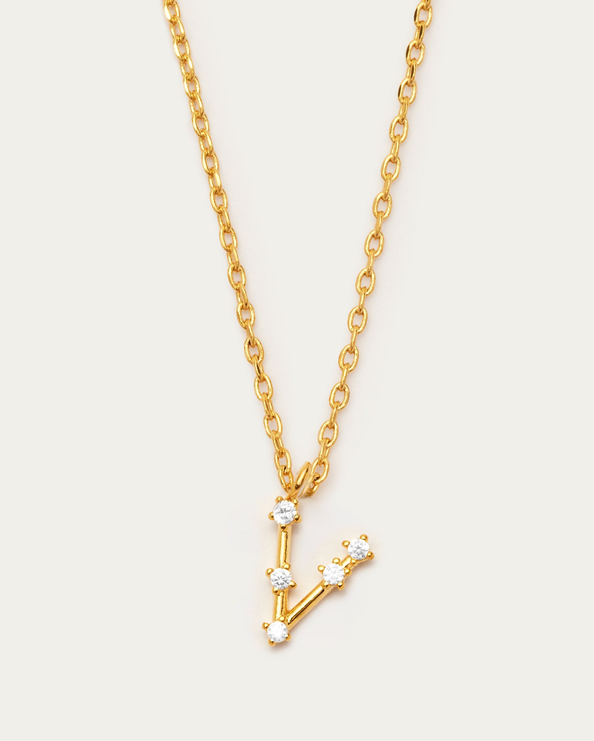 Diamante Initial Letter V Necklace