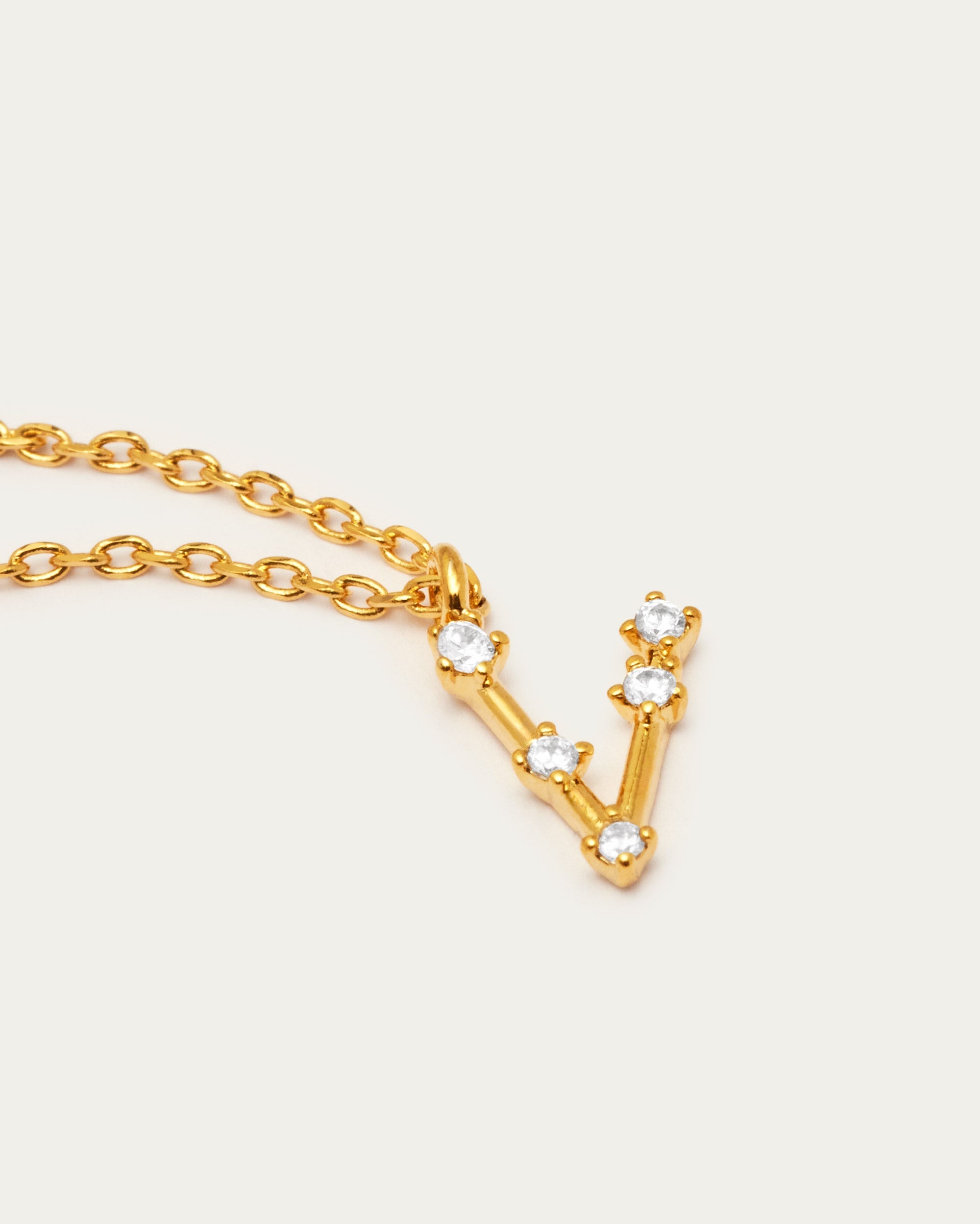 Diamante Initial Letter V Necklace