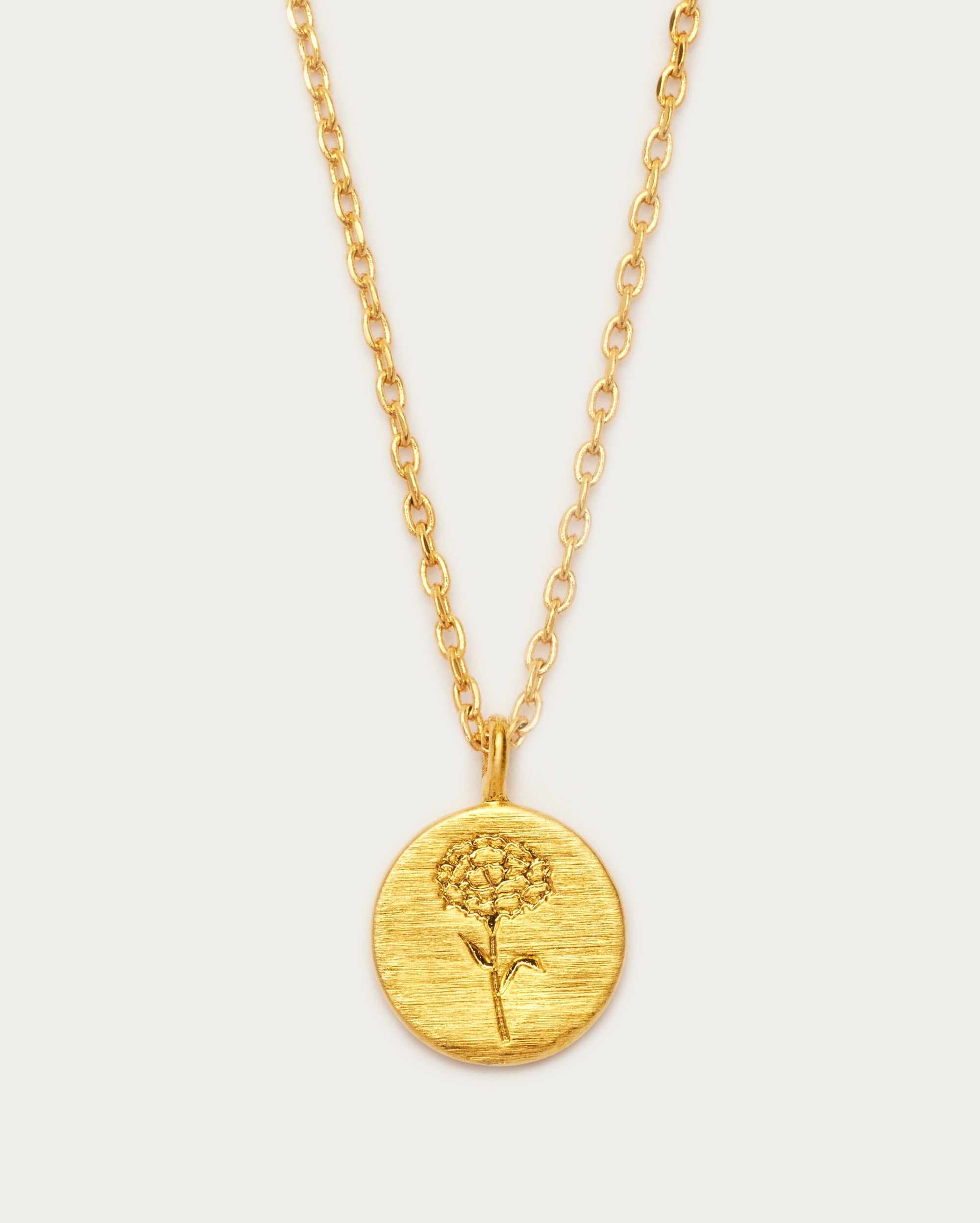 January Carnation Birth Flower Pendant Necklace