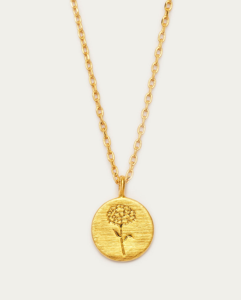 January Carnation Birth Flower Pendant Necklace