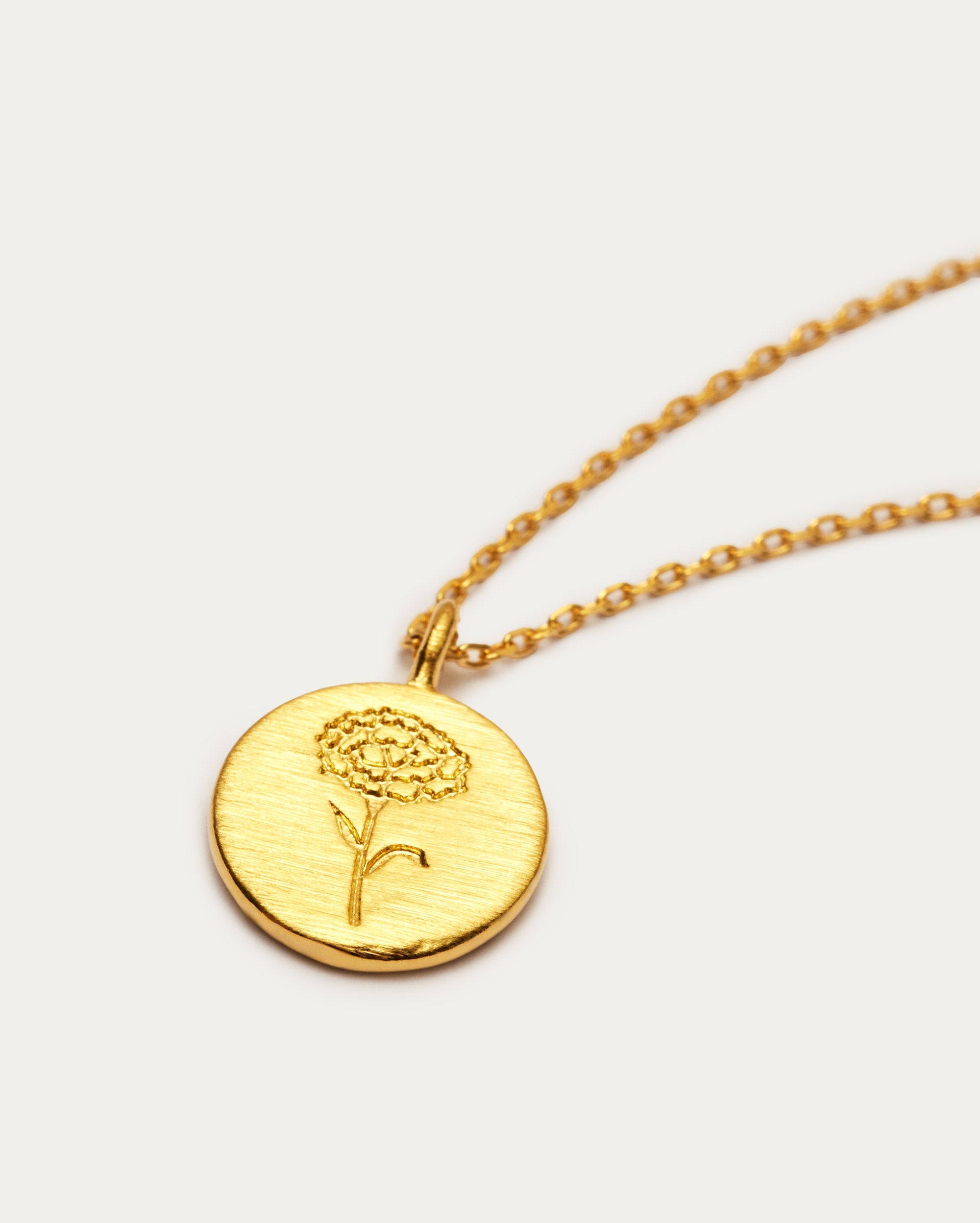 January Carnation Birth Flower Pendant Necklace