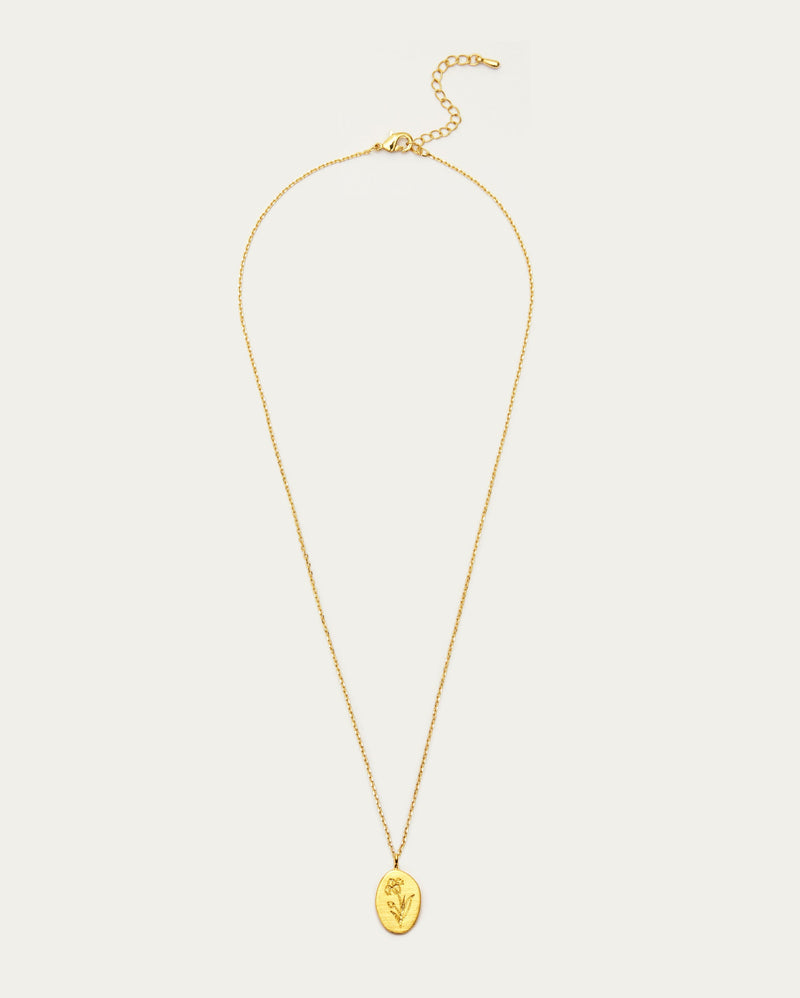 February Iris Birth Flower Pendant Necklace