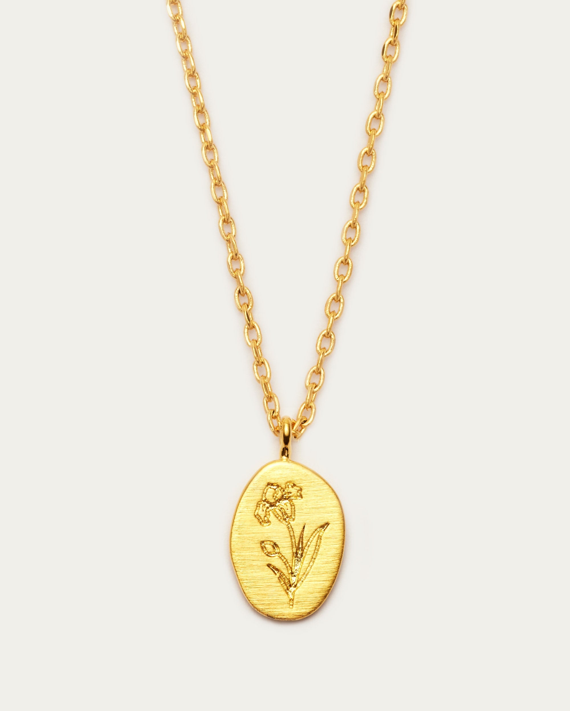 February Iris Birth Flower Pendant Necklace